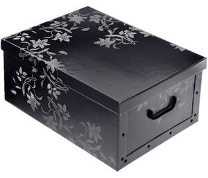 Úložný box s víkem Ornament 51 x 37 x 24 cm, černá