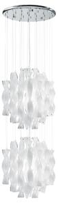AxoLight Aura, luxusní závěsné svítidlo z bílého muránského skla, 2x150W E27, prům. 47cm, délka 300cm