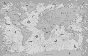 Obraz mapa v černobílém provedení - 60x40 cm