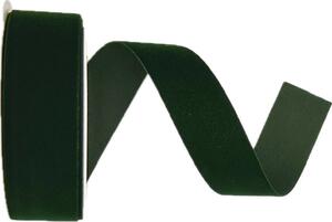 Stuha sametová VELUTTO tmavě zelená 25mm x 3m (12,- Kč/m)