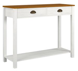 Odkládací stolek MOANA — 100×38×75, masiv borovice, bílá / hnědá