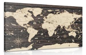 Obraz mapa na dřevěném pozadí - 90x60 cm