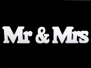 3D dekorace Mr a Mrs - bílá