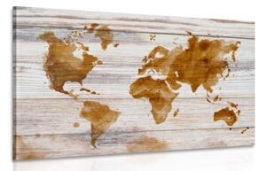 Obraz obrys mapy na dřevěném podkladu - 60x40 cm