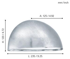 EGLO 90867 - Venkovní nástěnné svítidlo LEPUS 1xE27/40W galvanizovaná ocel