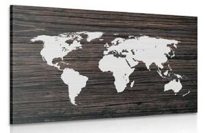 Obraz mapa světa na dřevě - 120x80 cm