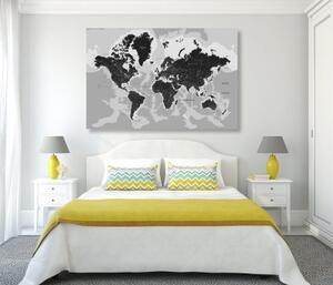 Obraz moderní černobílá mapa - 120x80 cm