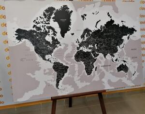 Obraz moderní černobílá mapa - 60x40 cm