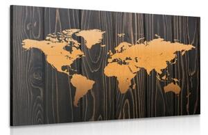 Obraz oranžová mapa na dřevě - 60x40 cm