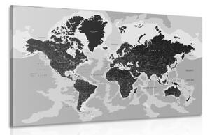 Obraz moderní černobílá mapa - 90x60 cm