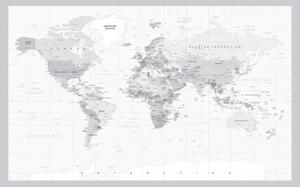 Obraz klasická černobílá mapa s šedým okrajem - 60x40 cm