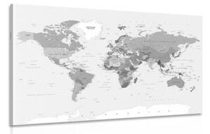 Obraz klasická černobílá mapa - 90x60 cm