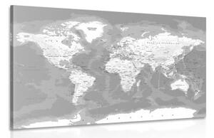 Obraz stylová černobílá mapa světa - 60x40 cm