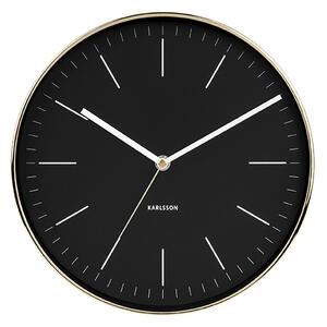 Nástěnné hodiny Minimal černé, lesklé zlaté pouzdro KARLSSON (Barva - černá)