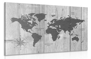 Obraz šedá mapa na dřevěném pozadí - 120x80 cm