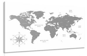 Obraz decentní mapa v šedém provedení - 120x80 cm