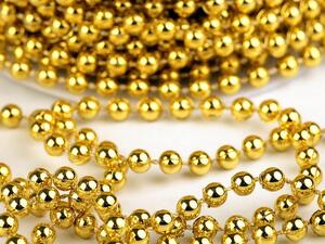 Vánoční perlový řetěz Ø5 mm návin 25 METRŮ - 2 zlatá