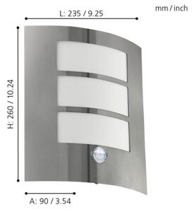 EGLO 88142 - Senzorové venkovní nástěnné svítidlo CITY 1xE27/15W/230V IP44