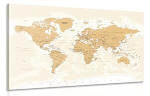 Obraz mapa světa s vintage nádechem - 90x60 cm