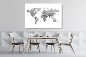 Obraz mapa světa v barvách černobílé - 60x40 cm