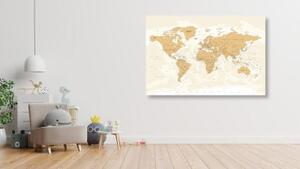Obraz mapa světa s vintage nádechem - 60x40 cm