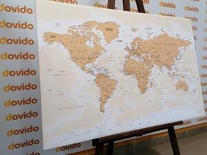 Obraz mapa světa s vintage nádechem - 60x40 cm