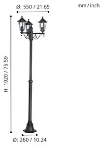 EGLO 22145 - Venkovní lampa LATERNA 4 3xE27/60W/230V IP44