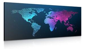 Obraz noční mapa světa - 100x50 cm