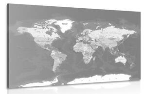 Obraz stylová vintage černobílá mapa světa - 90x60 cm