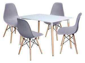 Jídelní stůl 120x80 UNO bílý + 4 židle UNO šedé