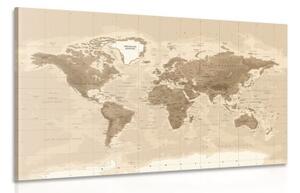 Obraz nádherná vintage mapa světa - 120x80 cm