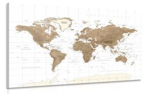 Obraz nádherná vintage mapa světa s bílým pozadím - 90x60 cm