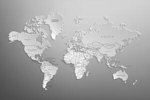 Obraz černobílá mapa světa v originálním provedení - 90x60 cm