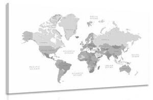 Obraz černobílá mapa světa ve vintage vzhledu - 120x80 cm