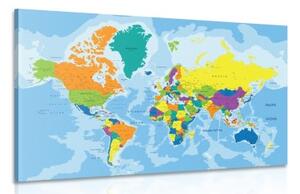 Obraz barevná mapa světa - 120x80 cm