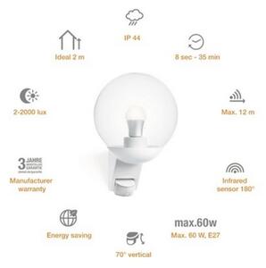 STEINEL 005917- Venkovní nástěnné svítidlo se senzorem L585S 1xE27/60W bílá IP44