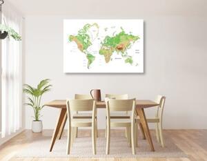 Obraz klasická mapa světa s bílým pozadím - 120x80 cm