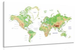 Obraz klasická mapa světa s bílým pozadím - 90x60 cm