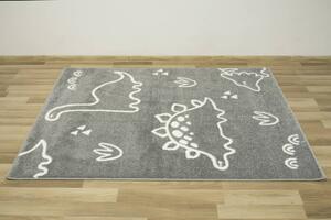 Makro Abra Dětský kusový koberec Lima C879A Dinosauři šedý krémový Rozměr: 80x150 cm