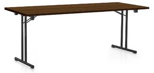 Skládací stůl 200 x 80 cm, černá podnož, ořech
