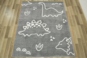 Makro Abra Dětský kusový koberec Lima C879A Dinosauři šedý krémový Rozměr: 80x150 cm