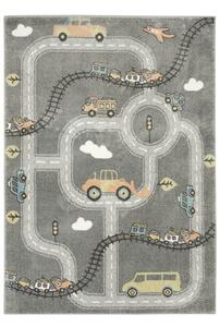Makro Abra Dětský kusový koberec Lima C511A Uličky Auta šedý Rozměr: 80x150 cm