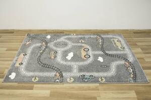 Makro Abra Dětský kusový koberec Lima C511A Uličky Auta šedý Rozměr: 100x150 cm