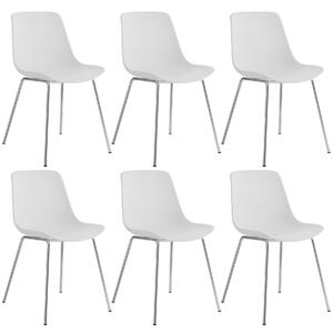 Tectake Plastové židle Mave, ergonomické, 120 kg - bílá/chromová,Sada 6 kusů