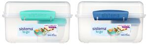Sistema® TO GO™ Tříkomorová krabička s nádobou na jogurt s dvojitým víčkem 2l, mix barev