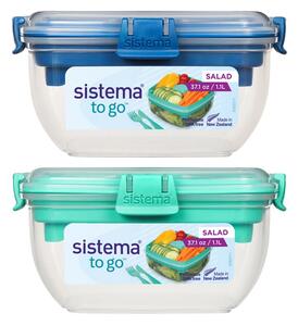 Sistema® TO GO™ Krabička s miskou na salát s oddělenými komorami, s příborem 1,1 l, mix barev