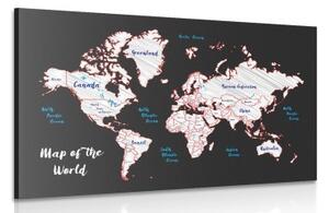 Obraz jedinečná mapa světa - 120x80 cm