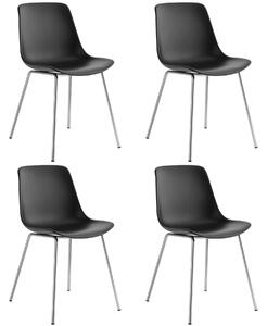 Tectake Plastové židle Mave, ergonomické, 120 kg - černá/chromová,Sada 4 kusů
