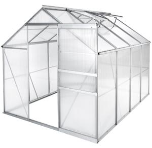 Tectake Skleník z hliníku,UV-odolný,185x250x195cm - průhledná