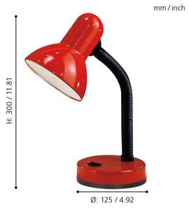 EGLO 9230 - Stolní lampa BASIC 1xE27/40W červená